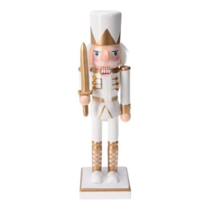 Schiaccianoci con Spada bianco e oro H.25 cm - Koopman