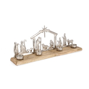 Portacandela Natività argento L. 50 cm - Bizzotto