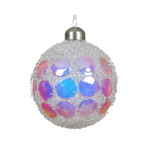 Sfera in Vetro con Perline Paillettes iridescenti - Kaemingk
