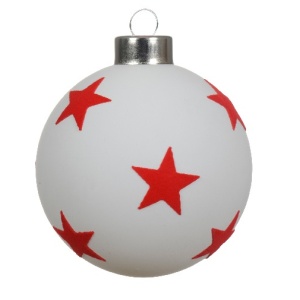 Sfera in Vetro bianco Stelle rosse Ø8 cm - Kaemingk