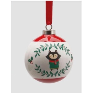 Sfera in Porcellana Lupo rosso e bianco Ø10 cm - EDG