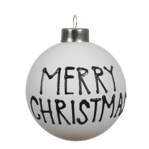 Sfera in Vetro bianco Merry Christmas Ø8 cm - Kaemingk