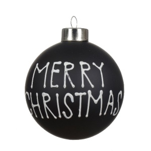 Sfera in Vetro nero Merry Christmas Ø8 cm - Kaemingk