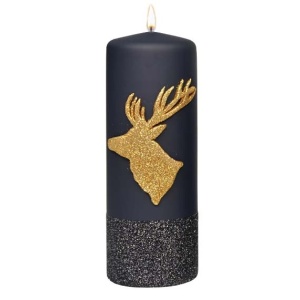 Candela Renna nero opaco 20x7 cm - Adpal - immagine 1