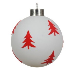 Sfera in Vetro bianco Abeti rossi Ø8 cm - Kaemingk