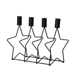 Portacandela Stelle in Metallo nero 32x20 cm - Kaemingk - immagine 1