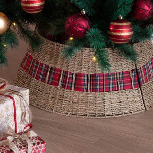 Copribase in Vimini con Tartan rosso Ø57 cm - Kaemingk - immagine 2