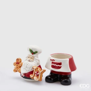 Contenitore in Ceramica Babbo Natale Cuoco H.21 cm - EDG - immagine 2