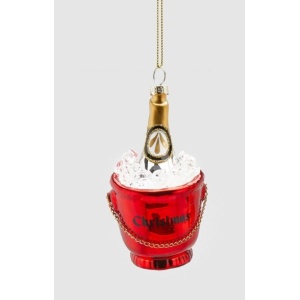 Addobbo Secchiello Champagne rosso 11 cm - EDG