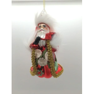 Addobbo Babbo Natale in Vetro rosso 14x8 cm - EDG