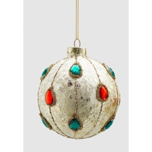 Sfera in Vetro oro con Gemme Ø10 cm - EDG - immagine 1