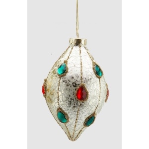 Addobbo Goccia in Vetro oro con Gemme Ø10 cm - EDG