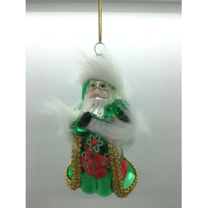 Addobbo Babbo Natale in Vetro verde 14x8 cm - EDG