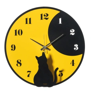 Orologio da Parete Moon Whiskers nero-giallo - Arti e Mestieri