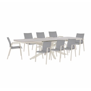 Tavolo Pascal allungabile 200/260 cm con 8 Poltrone Odeon rastin - Bizzotto