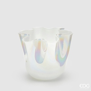 Vaso Drappo in Vetro H.18 D.21 cm iridescente - EDG