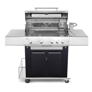Fry Top 750 Range con girarrosto con carrello Sun Grill nero - PianetaGrill