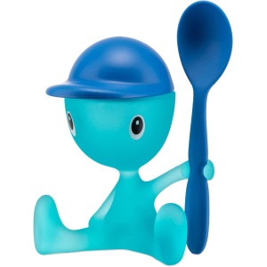 Portauovo con spargisale e cucchiaino Cico azzurro - Alessi