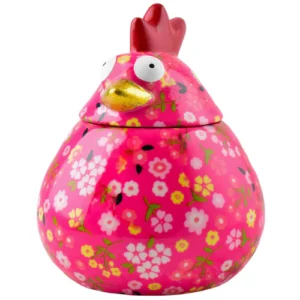 Barattolo Pollo Matilda fiori rosa H.25 cm - Pomme Pidou