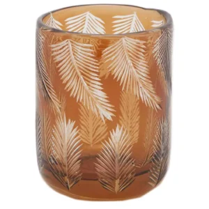 Vaso in Vetro ambra con Foglie h.10 cm - EDG