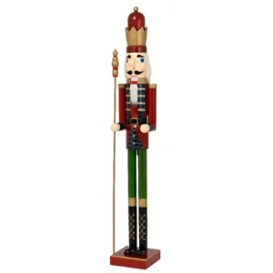 Schiaccianoci con Scettro in Legno H.89 cm rosso - Kaemingk