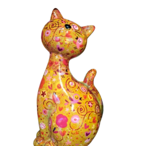 Salvadanaio Gatto Caramel astratto senape H.30 cm - Pomme Pidou
