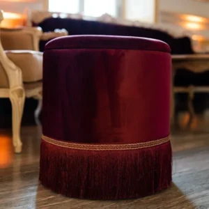 Pouf Contenitore Vienna in Velluto Bordeaux piccolo - EDG - immagine 2