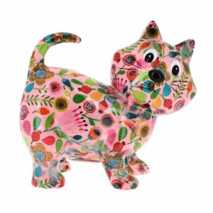 Salvadanaio Gatto Kiki fiori rosa chiaro - Pomme Pidou