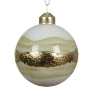 Sfera in Vetro verde/oro d.8 cm - Kaemingk - immagine 1