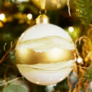 Sfera in Vetro verde/oro d.10 cm - Kaemingk - immagine 2