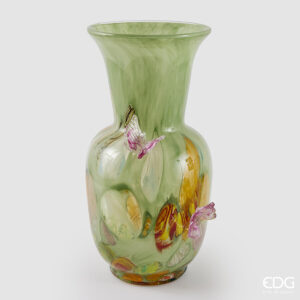 Vaso in Vetro verde Farfalle h.31 cm - EDG