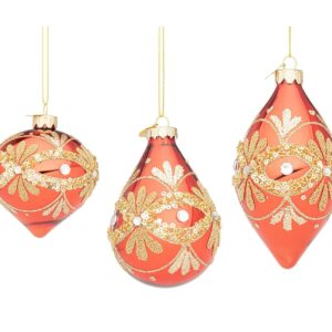 Addobbo Garish in Vetro rosso/oro 3 modelli - Bizzotto