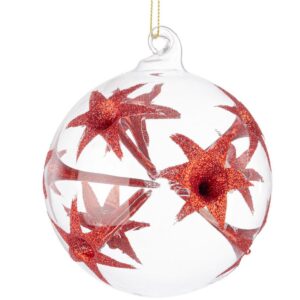 Sfera in Vetro Bizarre Glitter rosso Ø10 cm - Bizzotto