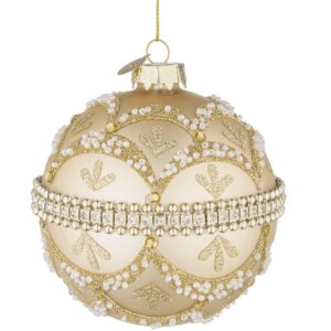 Sfera in Vetro Beloved oro con Perline Ø10 cm - Bizzotto