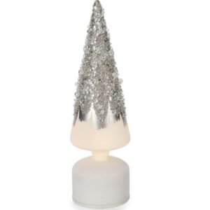 Pino Rotante Gleeful con Luci a LED argento/bianco H.33 cm - Bizzotto