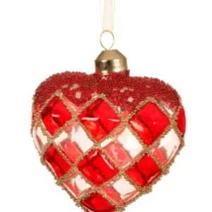 Addobbo in Vetro Cuore rosso 8x8 cm - Kaemingk - immagine 1