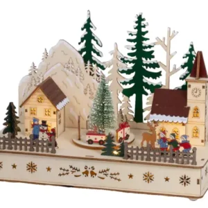 Villaggio con Luci in Legno 14x28 cm - Kaemingk
