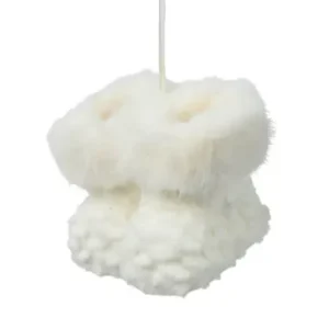 Addobbo Stivali di Pelliccia bianco 8x10 cm - Kaemingk