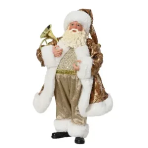 Babbo Natale con Trombone oro H.38 cm - Kaemingk