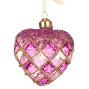 Addobbo in Vetro Cuore rosa 8x8 cm - Kaemingk - immagine 1