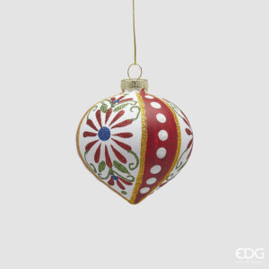 Addobbo in Vetro Trottola Margherita Ø 8 cm - EDG