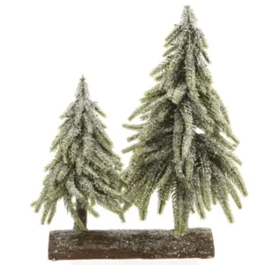 2 Pinetti Innevati su Tronco H.28 cm - Kaemingk