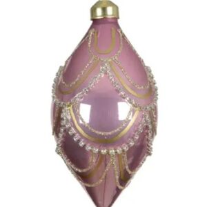 Addobbo in Vetro rosa con Strass 6x12 cm - Kaemingk - immagine 1