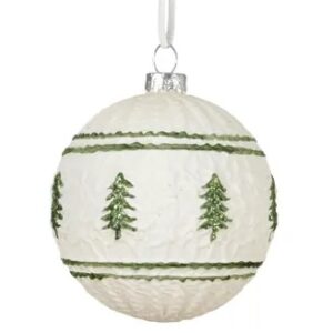 Sfera in Vetro Pinetti verdi d.8 cm - Kaemingk - immagine 1