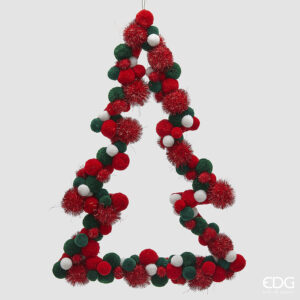 Decoro Abete con Pompon da Appendere h.60 cm - EDG