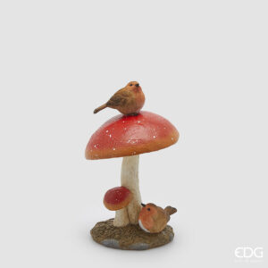 Decoro Fungo con Uccellini 25x15 cm - EDG