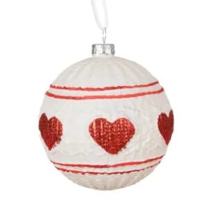 Sfera in Vetro Cuori rossi d.8 cm - Kaemingk - immagine 1