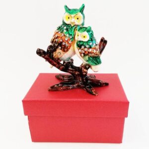 Scultura-Cofanetto Gufi su Ramo 7x8 cm - B&B