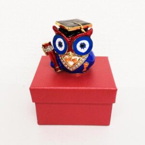 Scultura-Cofanetto Gufo Laureato 4x4.5 cm - B&B