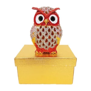 Scultura-Cofanetto Gufo rosso 7x9.5 cm - B&B